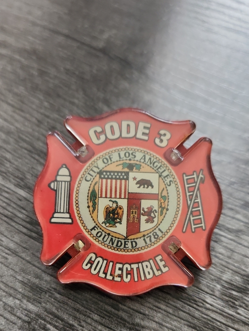 Red Code 3 Collectible Firefighter Badge Accent